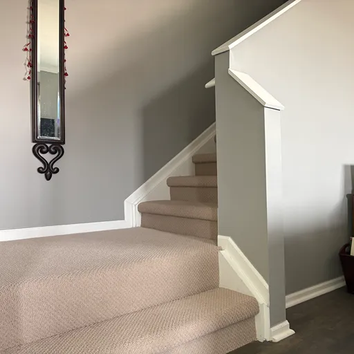 Carpeted stair landing and beige walls, Royal Oaks, MI